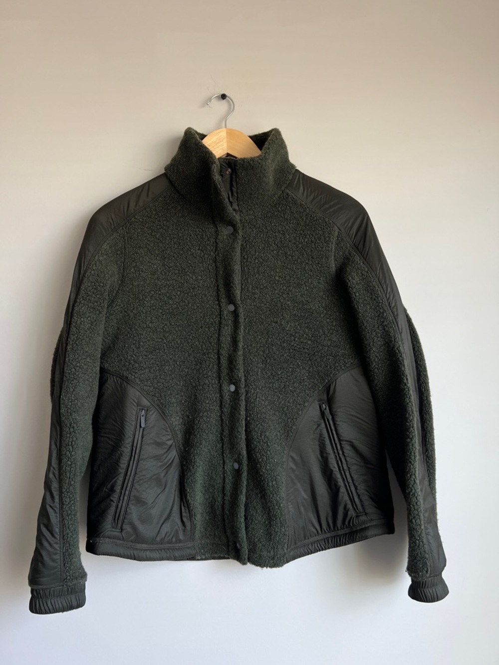 Lululemon Go Cozy Jacket Heathered Dark Olive Size 6 Wool Blend